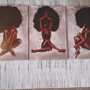 Afro Queen Portrait Set Poster Canvas Set Of 3 Prints